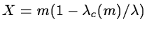 $X=m(1-\lambda_c(m)/\lambda)$