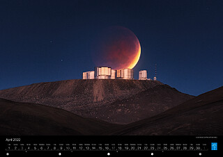 April - Lunar eclipse over Paranal Observatory