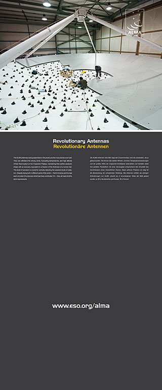 ALMA antennas exhibition Panel (90 x 216 cm, English and German)