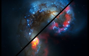 Antennae Galaxies comparison of  ALMA and Hubble observations