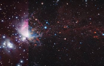 Comparison of the Orion Molecular Cloud in visible and infrared