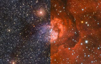 The Sh2-54 nebula in visible and infrared light
