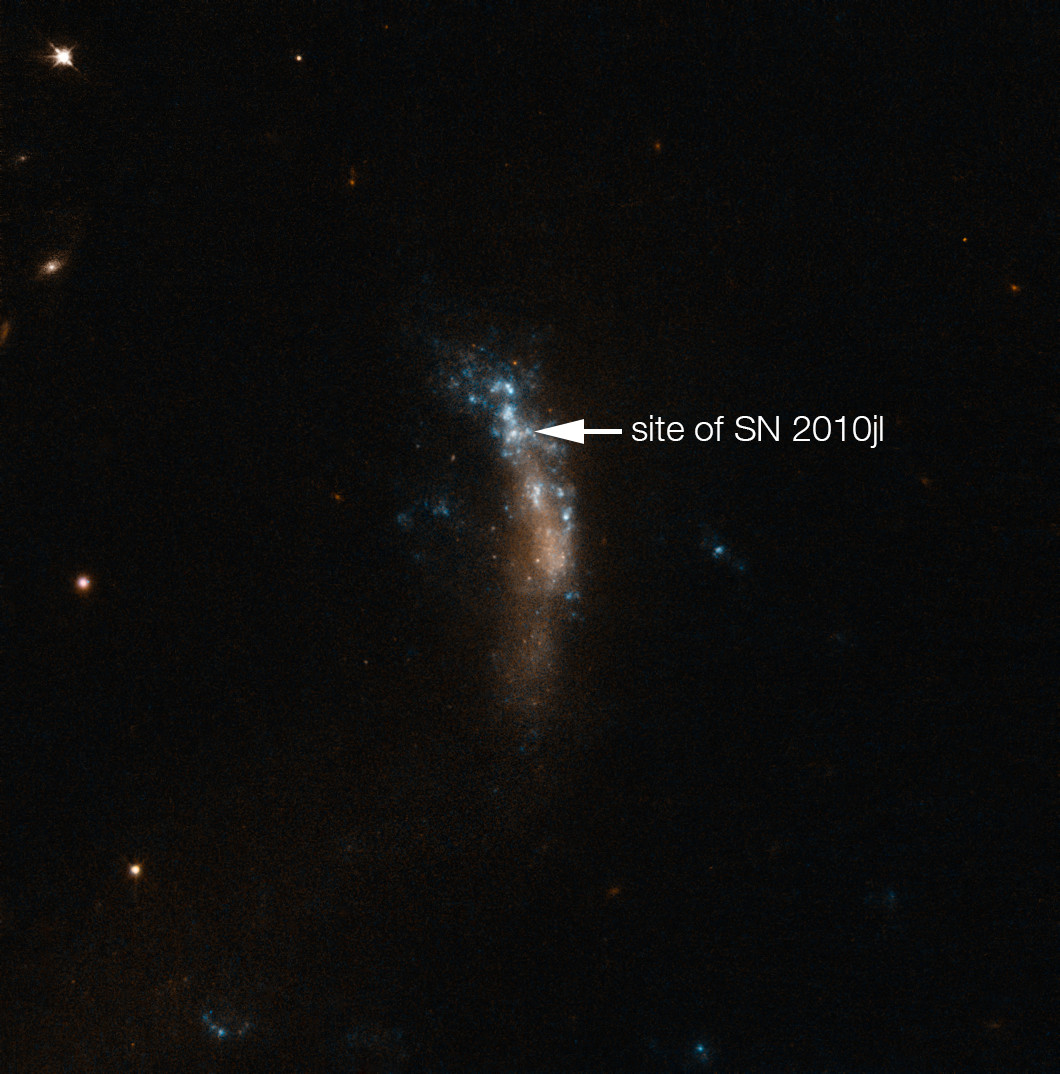 The dwarf galaxy UGC 5189A, site of the supernova SN 2010jl (annotated) | ESO