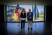 Minister Lincolao and ESO Director General Barcons during a visit to ESO Headquarters