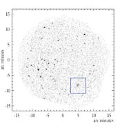 Zoom-in on a possible cluster of galaxies (in box)