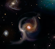 Collision between galaxies (artist's impression)