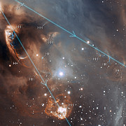 Close-up of the drama of star formation (annotated)