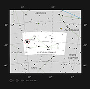 La brillante estrella Fomalhaut en la constelación de Piscis Austrinus (el Pez del Sur)