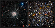 WFI-havaintolaitteen ja Hubblen avaruusteleskoopin pallomaisesta tähtijoukosta NGC 6362 ottamien kuvien vertailu