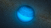 Artystyczna wizja swobodnie poruszającej się planety CFBDSIR J214947.2-040308.9