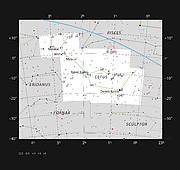A galáxia anã IC 1613 na constelação da Baleia