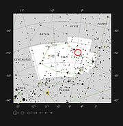 A estrela dupla velha IRAS 08544-4431 na constelação da Vela