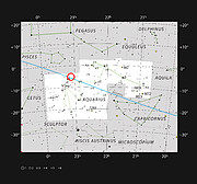 Den ultrakolde dværgstjerne TRAPPIST-1 i stjernebilledet Aquarius