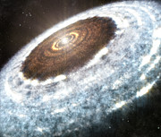 Künstlerische Darstellung der Wasserschneegrenze um den jungen Stern V883 Orionis