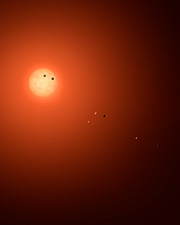 Sieben Planeten umkreisen den kühlen Zwergstern TRAPPIST-1