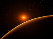 Impressão artística do exoplaneta do tipo super-Terra LHS 1140b