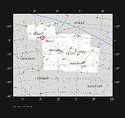 A galáxia ativa Messier 77 na constelação da Baleia