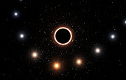 Vue d’artiste de l’étoile S2 passant à proximité du trou noir supermassif situé au centre de la Voie Lactée