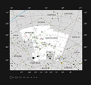 Poloha hvězdy b Centauri v souhvězdí Kentaura
