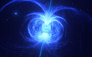 Taiteilijan näkemys HD 45166:stä, joka on tähti, josta saattaa tulla magnetar
