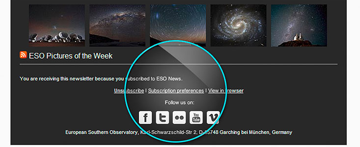 Screenshot of the ESO News newsletter as seen in a browser