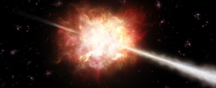 Impresión artística de una explosión de rayos gama