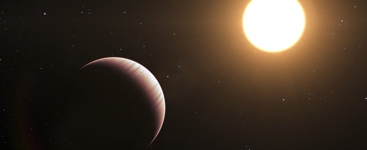 Impressão artística do exoplaneta Tau Boötis b