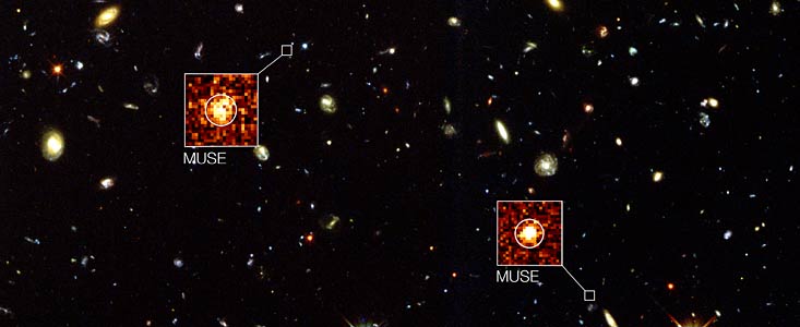 MUSE streeft Hubble voorbij in het Hubble Deep Field South