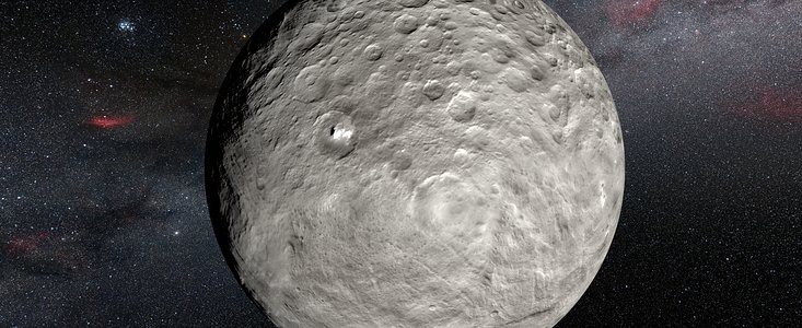 Artist’s view of bright spots on Ceres imaged by the Dawn spacecraft