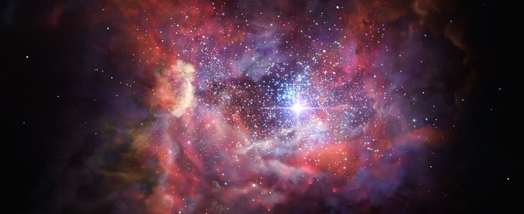 Impressão artística da distante galáxia poeirenta A2744_YD4