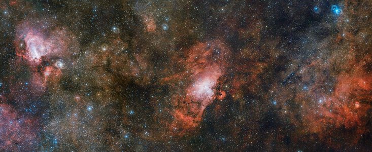 Il VST cattura tre nebulose spettacolari nella stessa immagine
