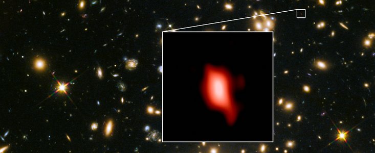 Clichés de MACS J1149.5+2223 acquis par Hubble et ALMA