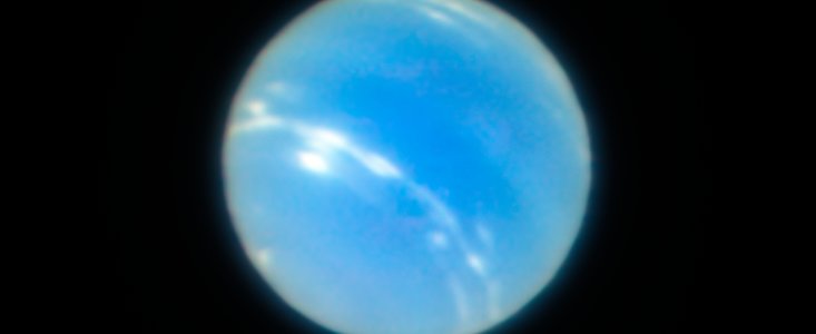 Imagen de Neptuno obtenida con el VLT con el Modo de Campo Estrecho de óptica adaptativa en MUSE/GALACSI