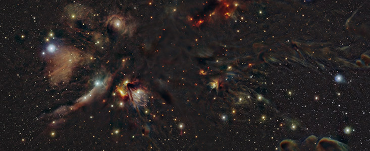 Ein Infrarotbild der Region L1688 im Sternbild Ophiuchus