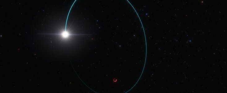 Imagem artística do sistema com o buraco negro estelar mais massivo descoberto até à data na nossa Galáxia