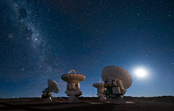 Mounted image 200: ALMA antennas under the Milky Way