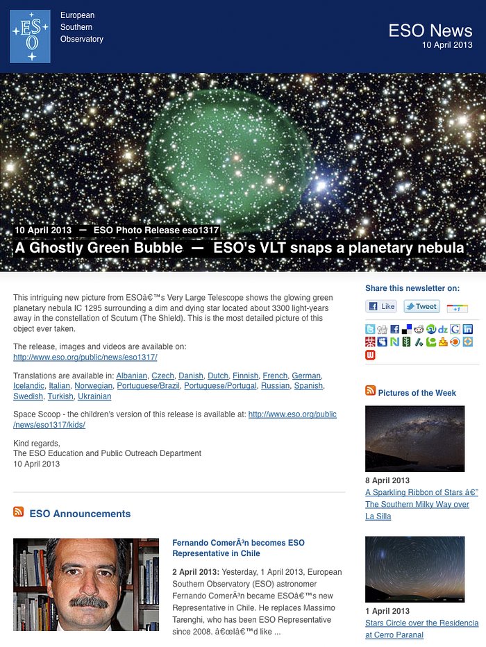 ESO News Newsletter — 10 April 2013