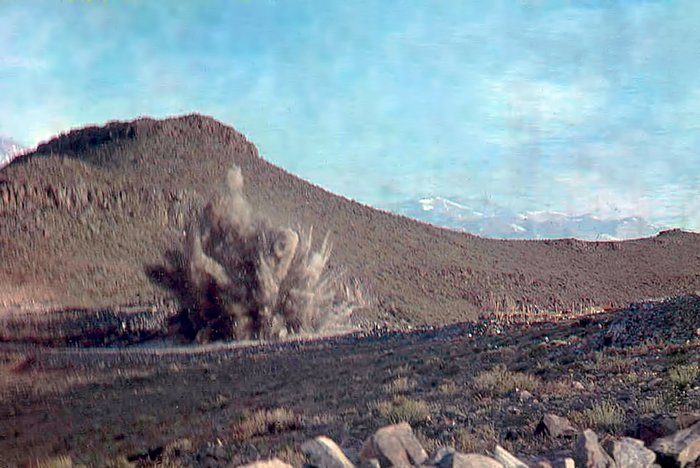 Controlled explosion during construction at La Silla