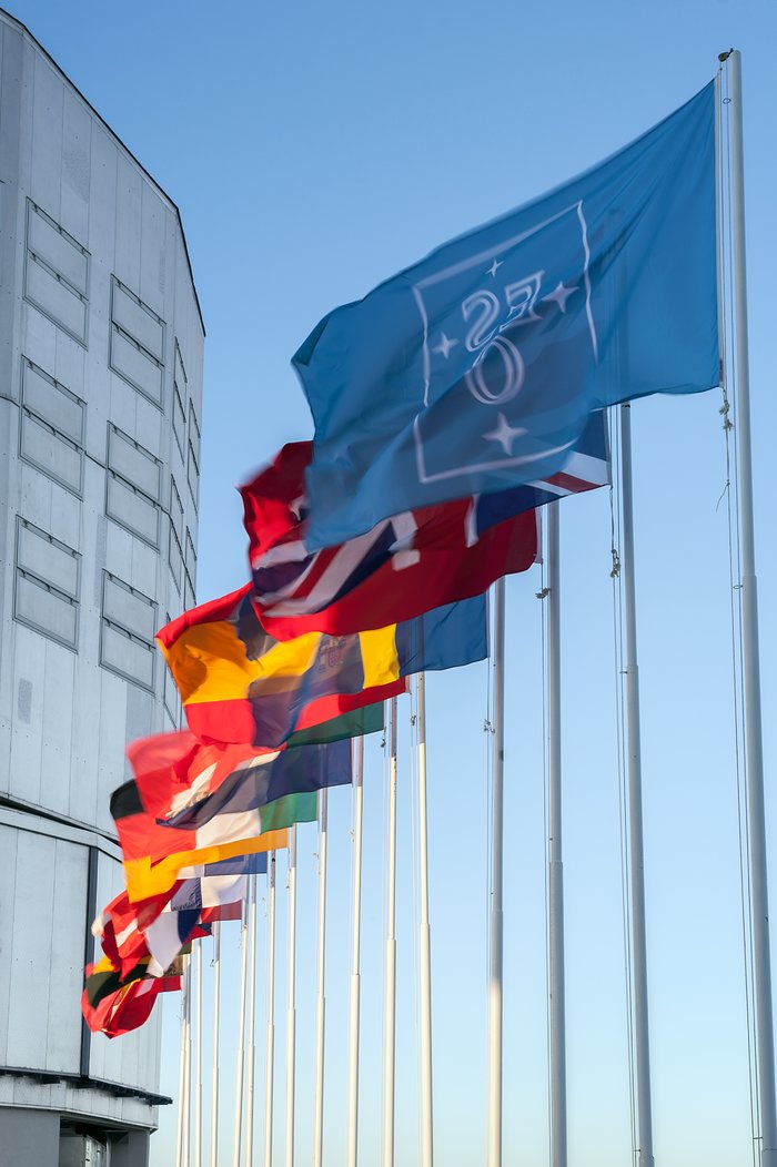 Flags in front of Unit Telescope 1