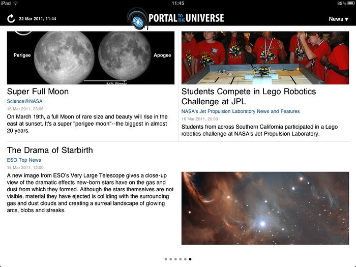 The Portal to the Universe iPad app screenshot