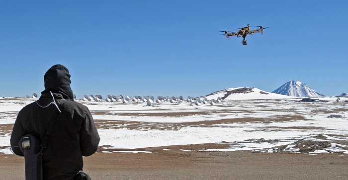 ALMA about to be imaged from a hexacopter