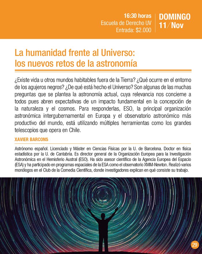 Charla “La humanidad frente al Universo: los nuevos retos de la astronomía”