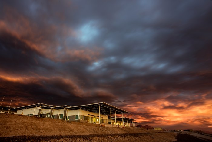 Sunset over the OSF at ALMA