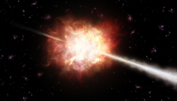 Impresión artística de una explosión de rayos gama
