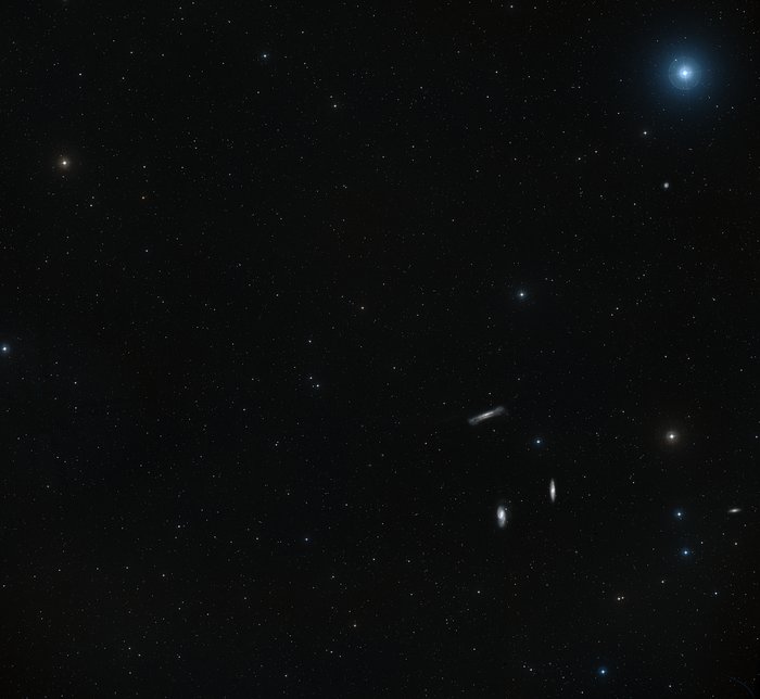 Wide-field view of the sky around the Leo Triplet of galaxies