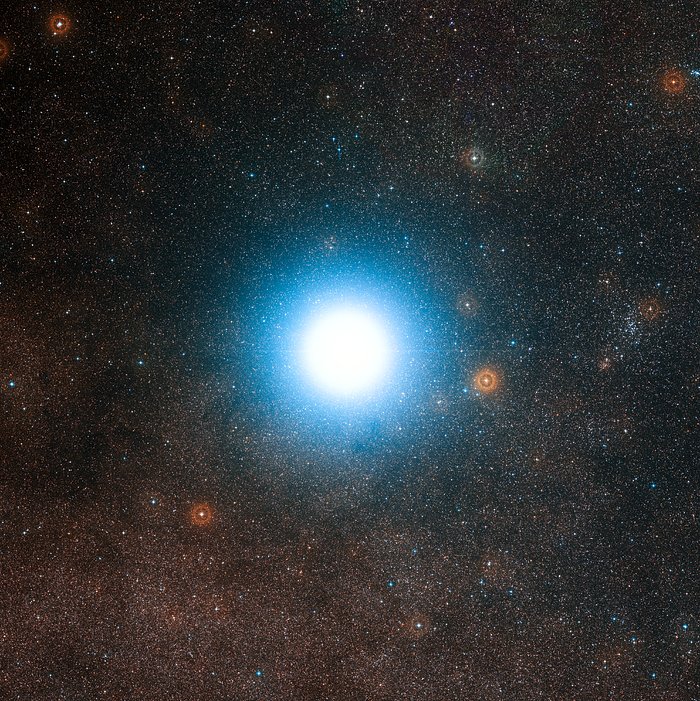 Der helle Stern Alpha Centauri und seine Umgebung