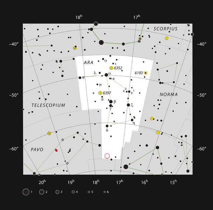 Kulová hvězdokupa NGC 6362 v souhvězdí oltáře