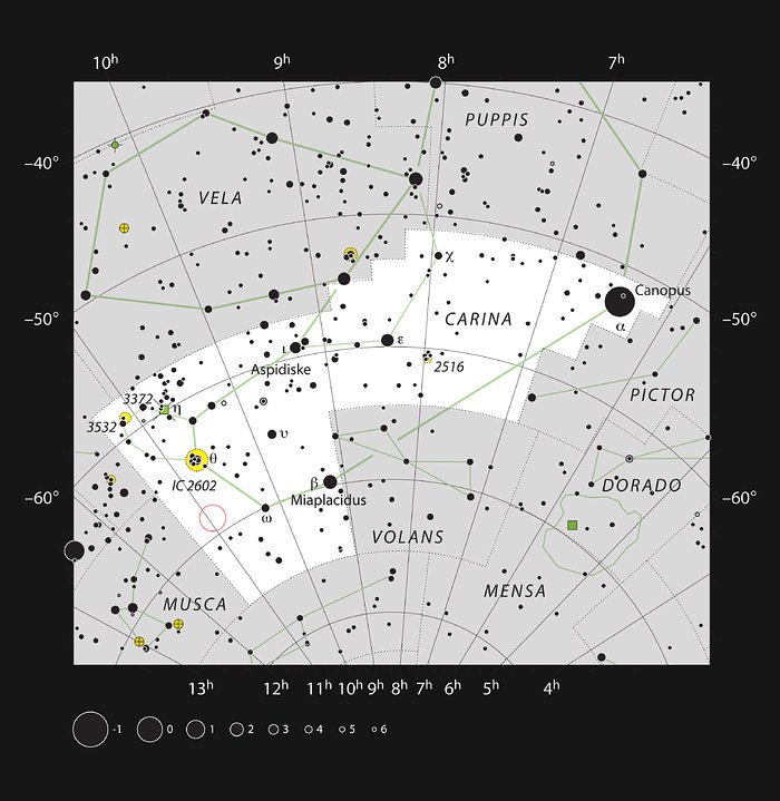 La stella HD 95086 nella costellazione della Carena