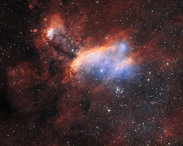 ESO:n VST-teleskoopin yksityiskohtainen kuva Katkarapusumusta (laaja rajaus)