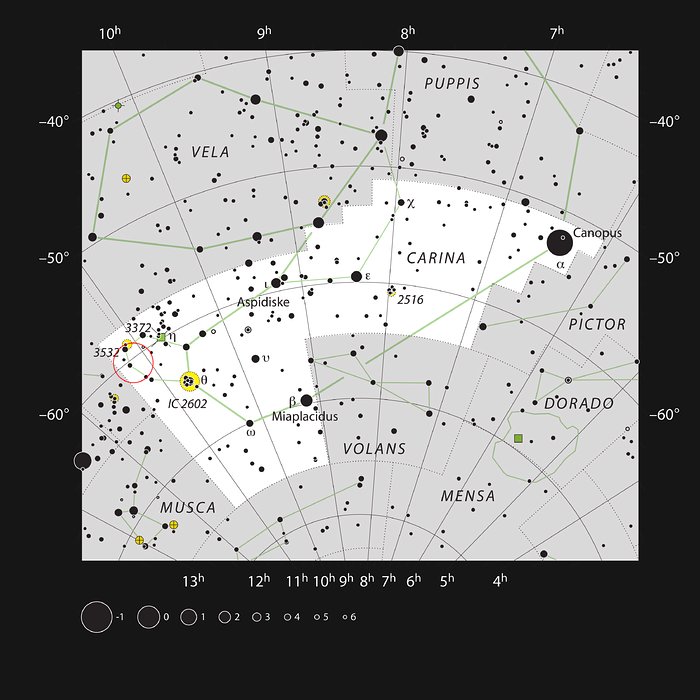 Hvězdokupa NGC 3572 v souhvězdí Lodního kýlu